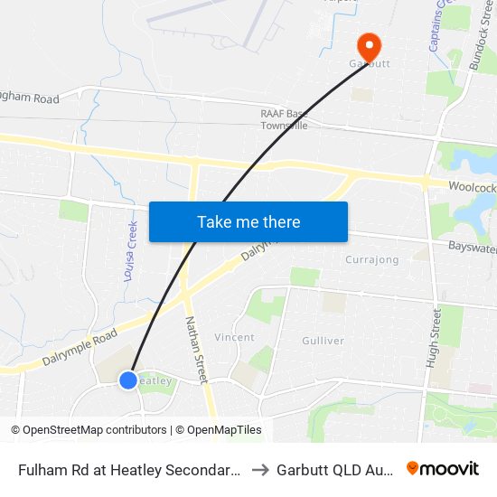 Fulham Rd at Heatley Secondary College to Garbutt QLD Australia map