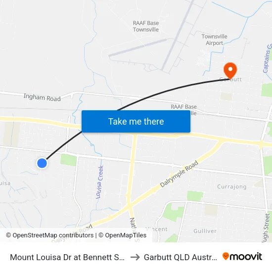 Mount Louisa Dr at Bennett Street to Garbutt QLD Australia map