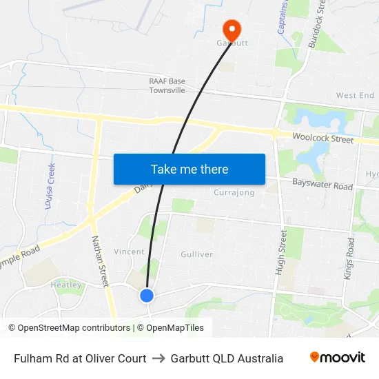 Fulham Rd at Oliver Court to Garbutt QLD Australia map