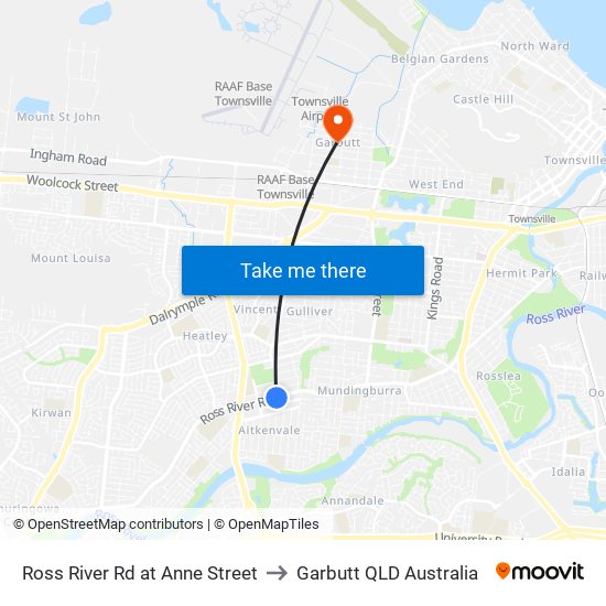 Ross River Rd at Anne Street to Garbutt QLD Australia map