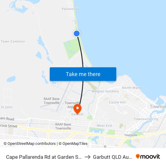 Cape Pallarenda Rd at Garden Settlement to Garbutt QLD Australia map