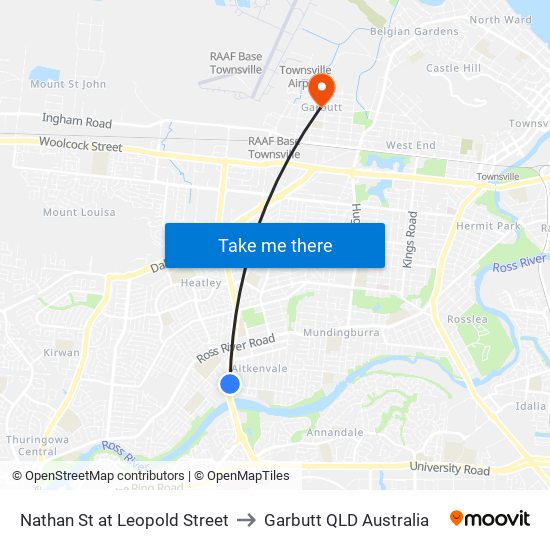 Nathan St at Leopold Street to Garbutt QLD Australia map