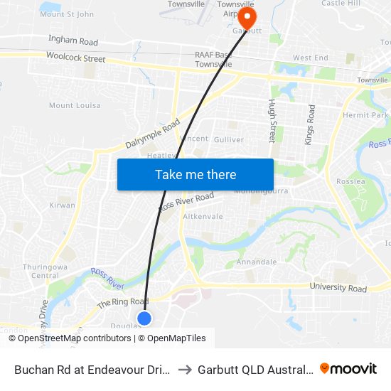 Buchan Rd at Endeavour Drive to Garbutt QLD Australia map