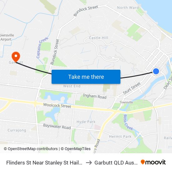 Flinders St Near Stanley St Hail 'N' Ride to Garbutt QLD Australia map