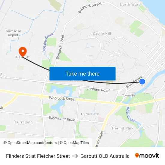Flinders St at Fletcher Street to Garbutt QLD Australia map
