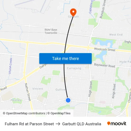 Fulham Rd at Parson Street to Garbutt QLD Australia map
