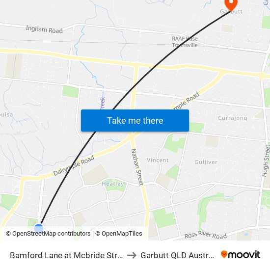 Bamford Lane at Mcbride Street to Garbutt QLD Australia map
