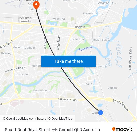 Stuart Dr at Royal Street to Garbutt QLD Australia map