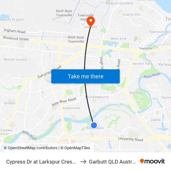 Cypress Dr at Larkspur Crescent to Garbutt QLD Australia map