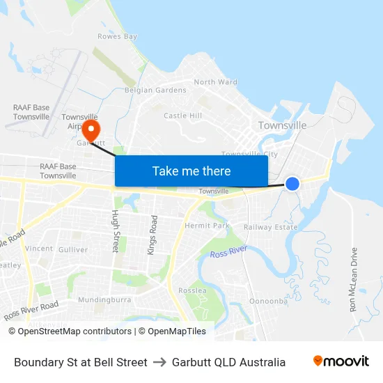 Boundary St at Bell Street to Garbutt QLD Australia map