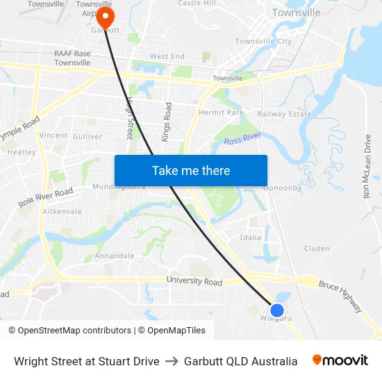 Wright Street at Stuart Drive to Garbutt QLD Australia map