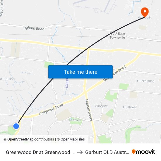 Greenwood Dr at Greenwood Park to Garbutt QLD Australia map