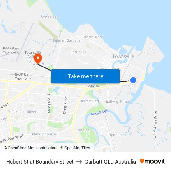 Hubert St at Boundary Street to Garbutt QLD Australia map