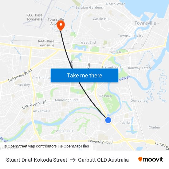 Stuart Dr at Kokoda Street to Garbutt QLD Australia map