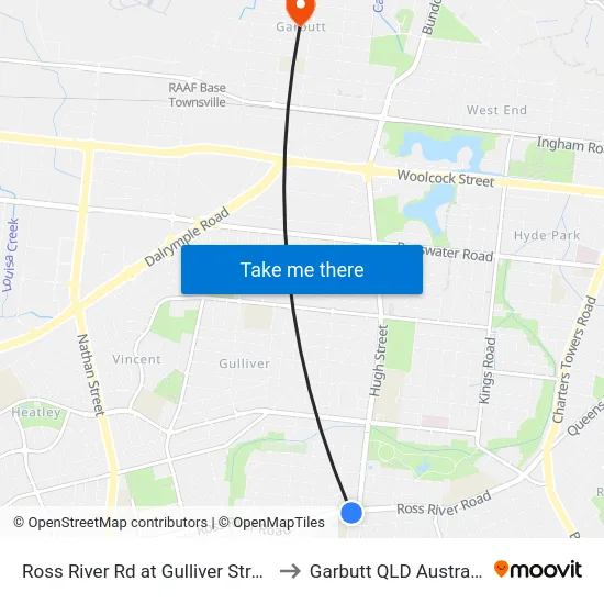 Ross River Rd at Gulliver Street to Garbutt QLD Australia map