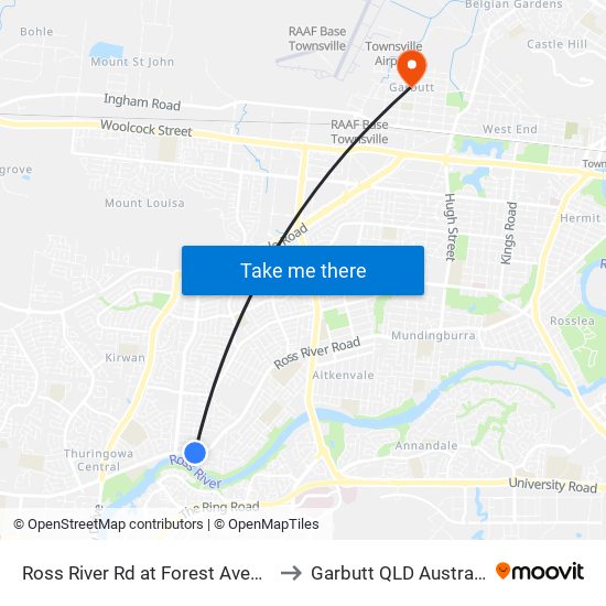 Ross River Rd at Forest Avenue to Garbutt QLD Australia map