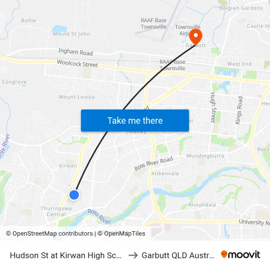 Hudson St at Kirwan High School to Garbutt QLD Australia map