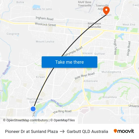 Pioneer Dr at Sunland Plaza to Garbutt QLD Australia map