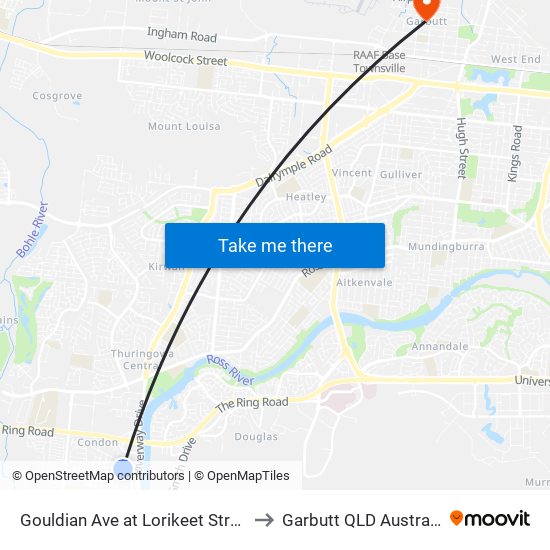 Gouldian Ave at Lorikeet Street to Garbutt QLD Australia map