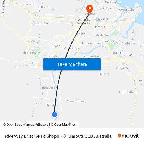 Riverway Dr at Kelso Shops to Garbutt QLD Australia map