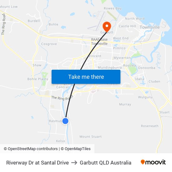 Riverway Dr at Santal Drive to Garbutt QLD Australia map