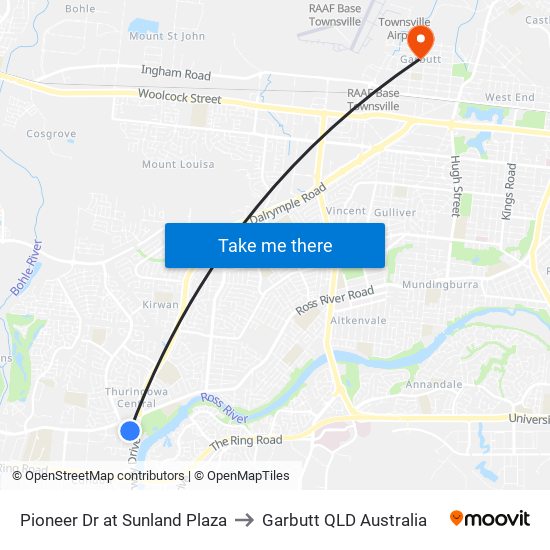 Pioneer Dr at Sunland Plaza to Garbutt QLD Australia map