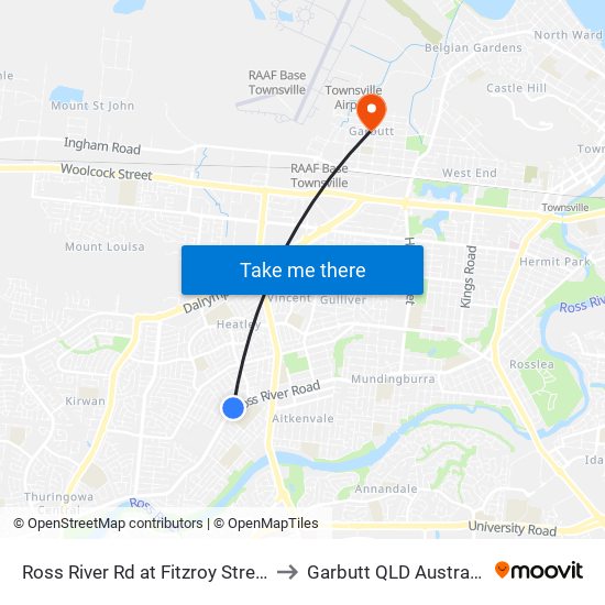Ross River Rd at Fitzroy Street to Garbutt QLD Australia map
