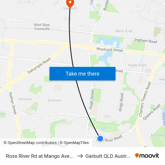 Ross River Rd at Mango Avenue to Garbutt QLD Australia map