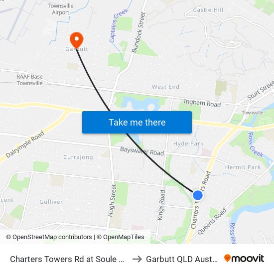 Charters Towers Rd at Soule Street to Garbutt QLD Australia map