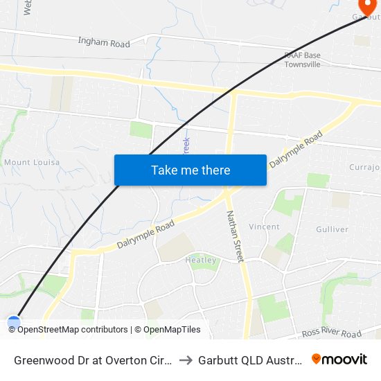 Greenwood Dr at Overton Circuit to Garbutt QLD Australia map