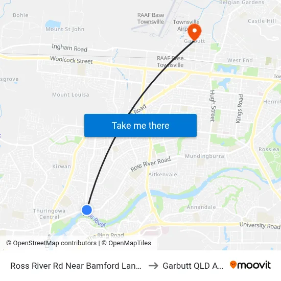 Ross River Rd Near Bamford Lane Hail 'N' Ride to Garbutt QLD Australia map