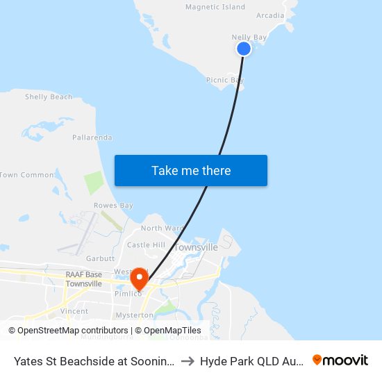 Yates St Beachside at Sooning Street to Hyde Park QLD Australia map