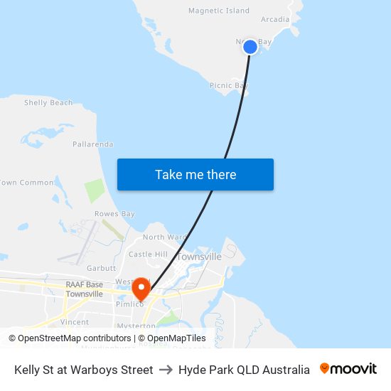 Kelly St at Warboys Street to Hyde Park QLD Australia map