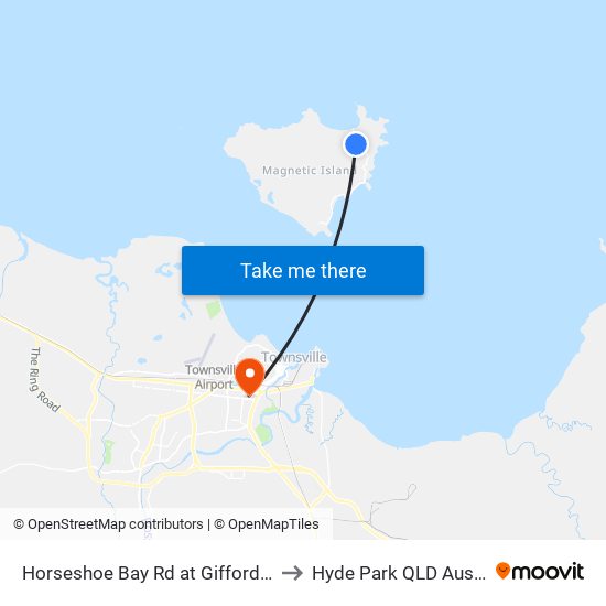 Horseshoe Bay Rd at Gifford Street to Hyde Park QLD Australia map