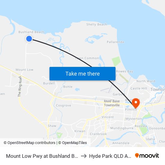 Mount Low Pwy at Bushland Beach Plaza to Hyde Park QLD Australia map