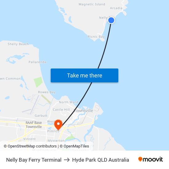 Nelly Bay Ferry Terminal to Hyde Park QLD Australia map