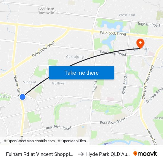 Fulham Rd at Vincent Shopping Centre to Hyde Park QLD Australia map