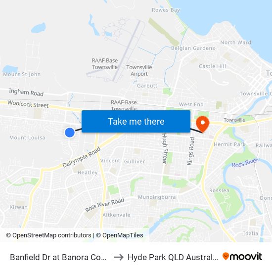 Banfield Dr at Banora Court to Hyde Park QLD Australia map