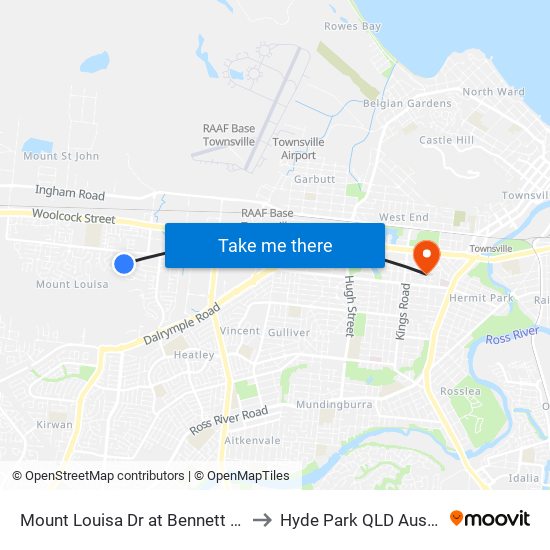 Mount Louisa Dr at Bennett Street to Hyde Park QLD Australia map