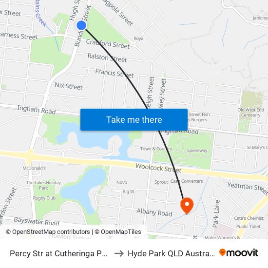 Percy Str at Cutheringa Park to Hyde Park QLD Australia map