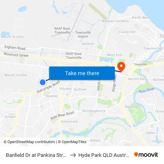Banfield Dr at Pankina Street to Hyde Park QLD Australia map