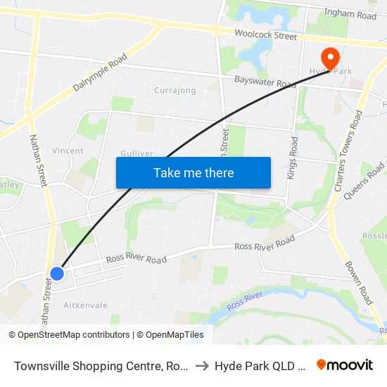 Townsville Shopping Centre, Ross River Road to Hyde Park QLD Australia map