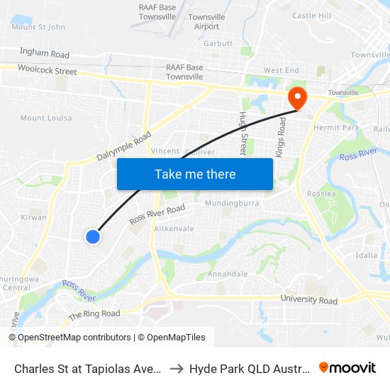 Charles St at Tapiolas Avenue to Hyde Park QLD Australia map