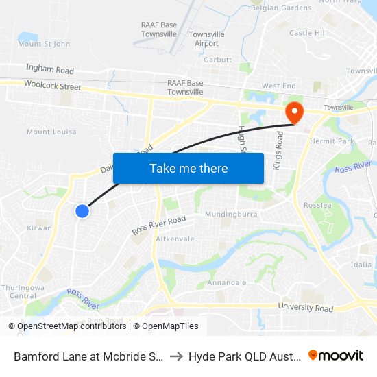 Bamford Lane at Mcbride Street to Hyde Park QLD Australia map