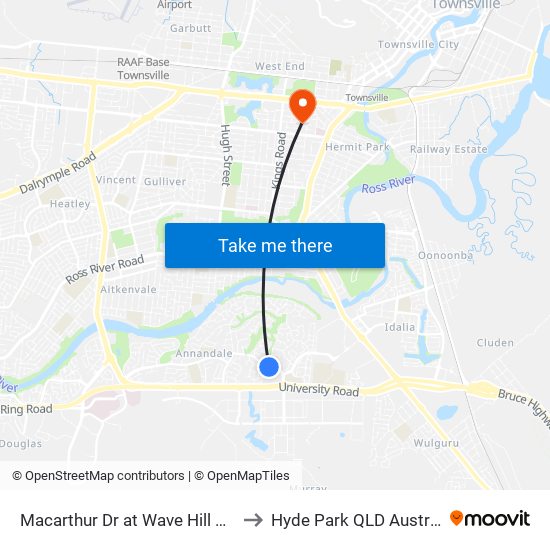 Macarthur Dr at Wave Hill Drive to Hyde Park QLD Australia map