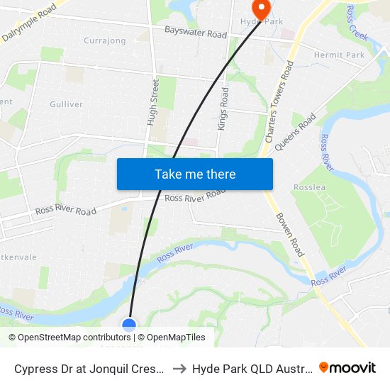 Cypress Dr at Jonquil Crescent to Hyde Park QLD Australia map