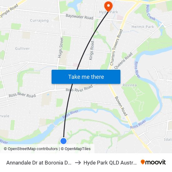 Annandale Dr at Boronia Drive to Hyde Park QLD Australia map