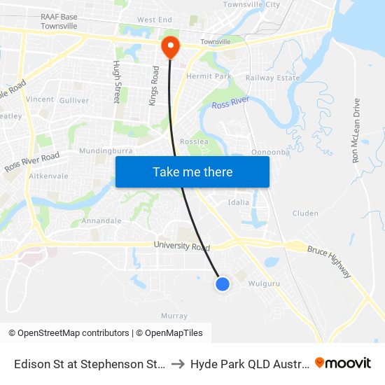 Edison St at Stephenson Street to Hyde Park QLD Australia map