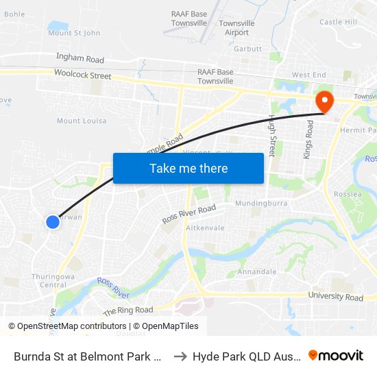 Burnda St at Belmont Park Avenue to Hyde Park QLD Australia map