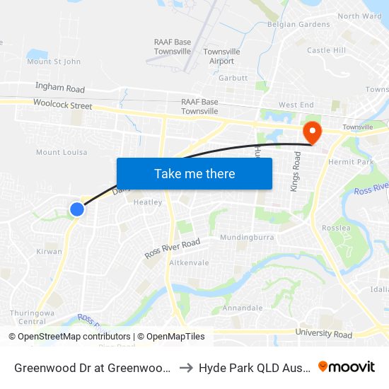 Greenwood Dr at Greenwood Park to Hyde Park QLD Australia map
